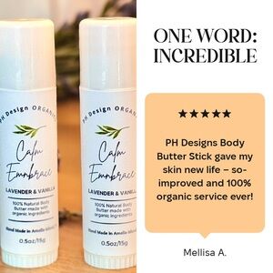 PH Design Organics Body Butter Moisturizing Stick Travel Size 0.5oz